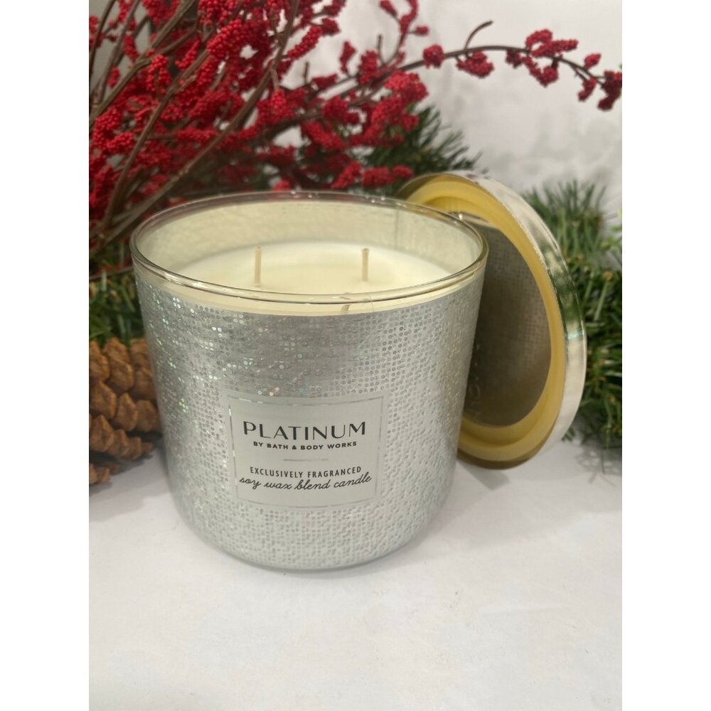 Bath & Body Works “Platinum” New 14.5 oz 3 Wick Candle